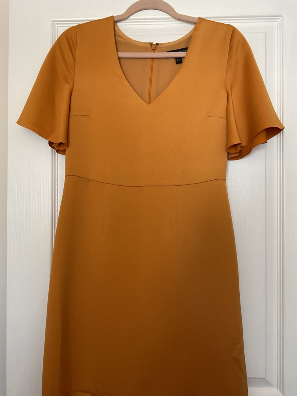 Banana Republic Mustard V-Neck Midi Dress.